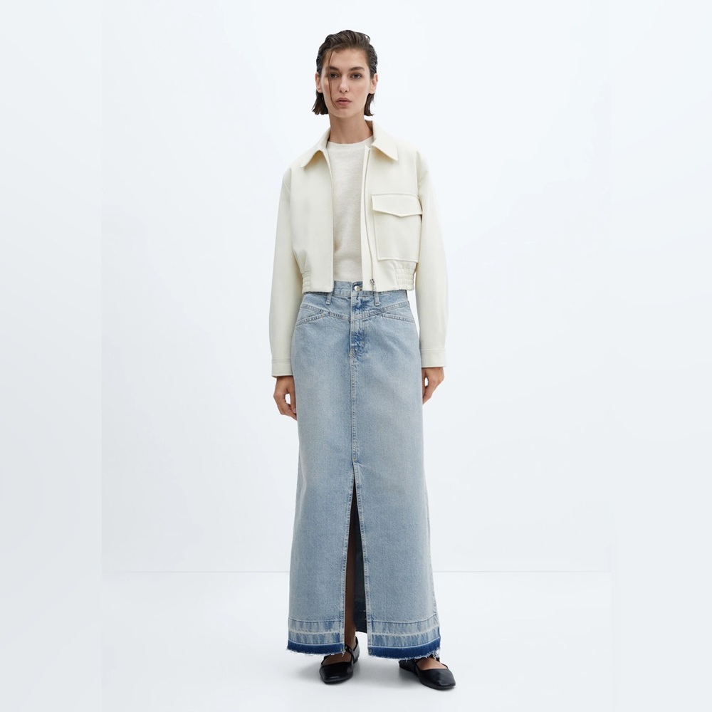Mango Long denim skirt